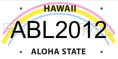 ABL2012 Hawaii License Plate
