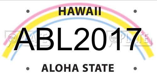 ABL2017 Hawaii License Plate