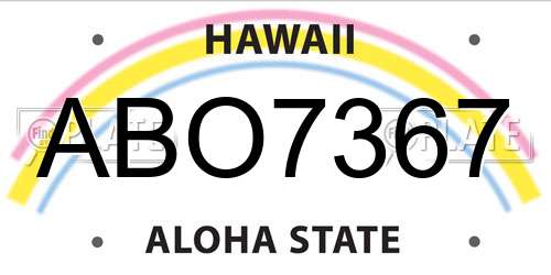 ABO7367 Hawaii License Plate