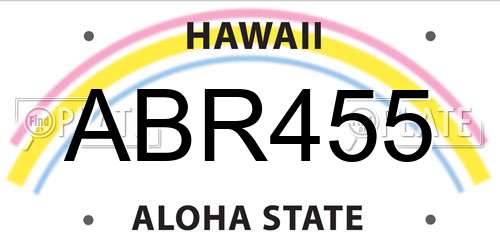 ABR455 Hawaii License Plate