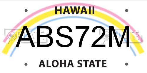 ABS72M Hawaii License Plate