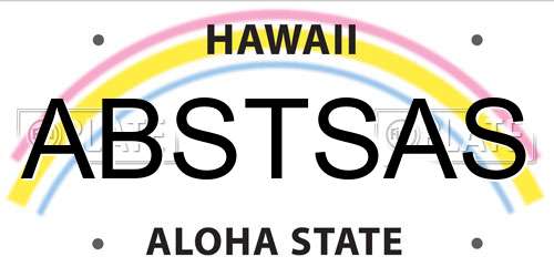 ABSTSAS Hawaii License Plate