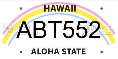 ABT552 Hawaii License Plate