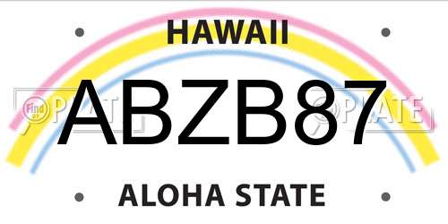 ABZB87 Hawaii License Plate