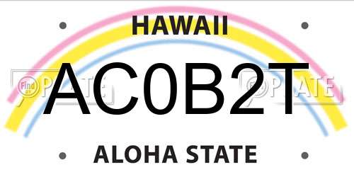 AC0B2T Hawaii License Plate