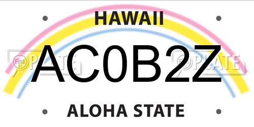 AC0B2Z Hawaii License Plate