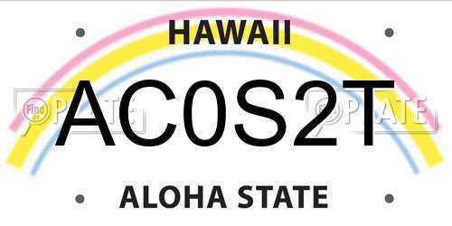 AC0S2T Hawaii License Plate