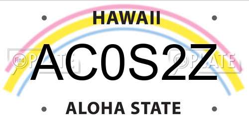 AC0S2Z Hawaii License Plate