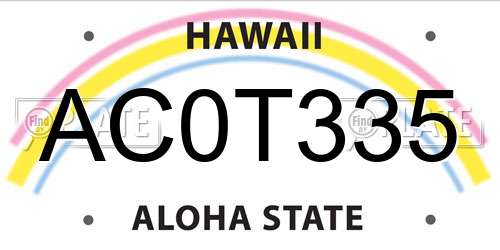 AC0T335 Hawaii License Plate