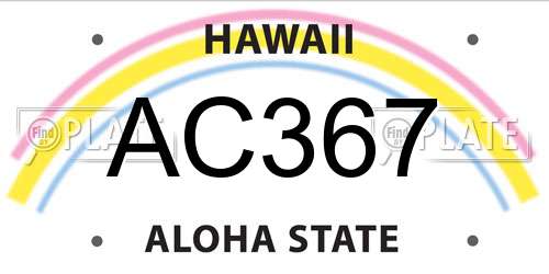 AC367 Hawaii License Plate