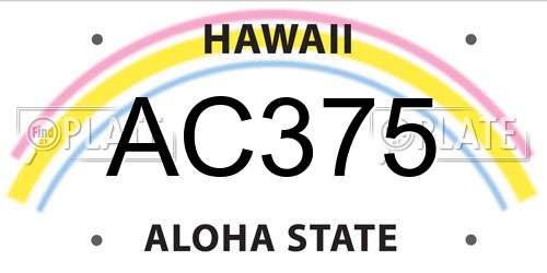 AC375 Hawaii License Plate