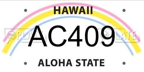 AC409 Hawaii License Plate