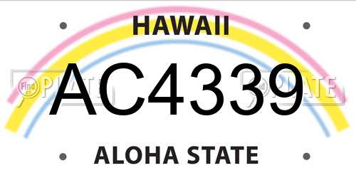 AC4339 Hawaii License Plate