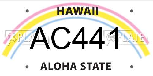 AC441 Hawaii License Plate