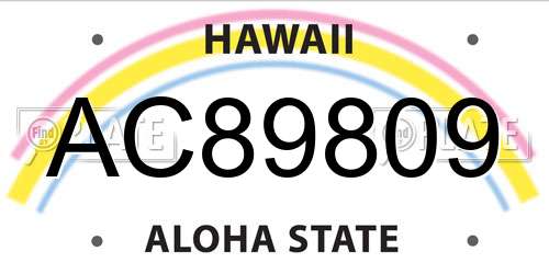 AC89809 Hawaii License Plate