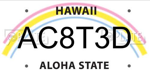 AC8T3D Hawaii License Plate