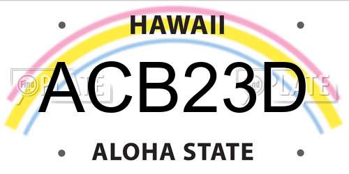 ACB23D Hawaii License Plate