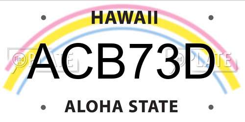 ACB73D Hawaii License Plate