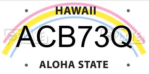 ACB73Q Hawaii License Plate