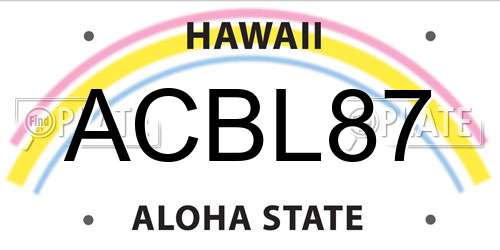 ACBL87 Hawaii License Plate