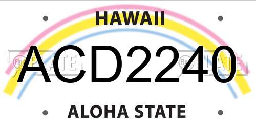 ACD2240 Hawaii License Plate