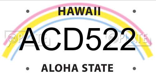 ACD522 Hawaii License Plate