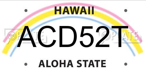ACD52T Hawaii License Plate