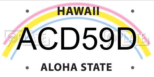 ACD59D Hawaii License Plate