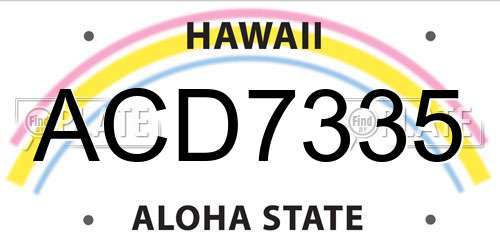ACD7335 Hawaii License Plate