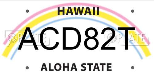 ACD82T Hawaii License Plate