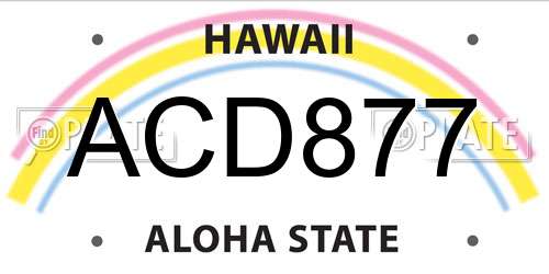 ACD877 Hawaii License Plate