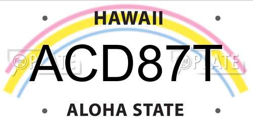 ACD87T Hawaii License Plate