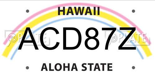 ACD87Z Hawaii License Plate