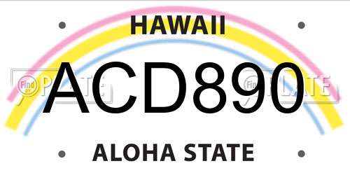 ACD890 Hawaii License Plate