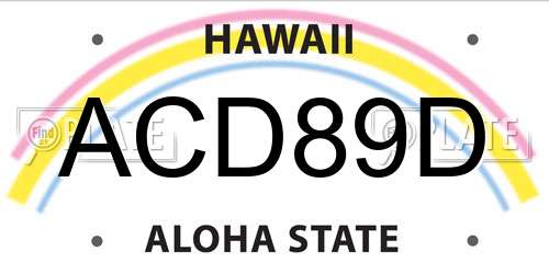 ACD89D Hawaii License Plate