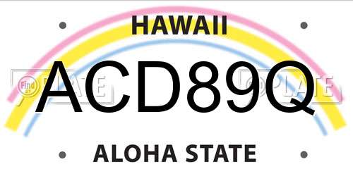 ACD89Q Hawaii License Plate