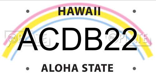 ACDB22 Hawaii License Plate