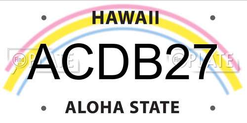 ACDB27 Hawaii License Plate