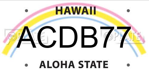ACDB77 Hawaii License Plate