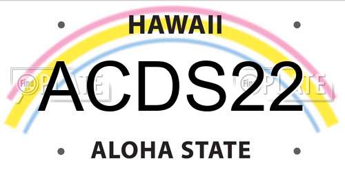 ACDS22 Hawaii License Plate