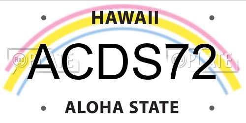 ACDS72 Hawaii License Plate