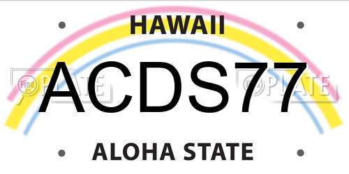 ACDS77 Hawaii License Plate