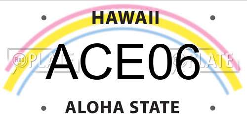 ACE06 Hawaii License Plate