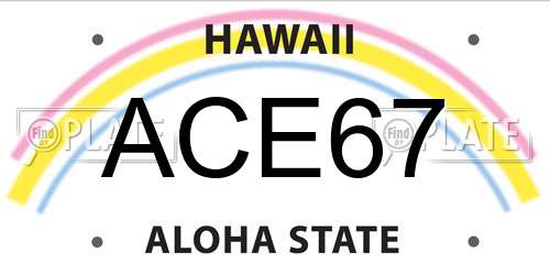 ACE67 Hawaii License Plate