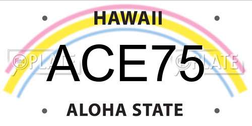 ACE75 Hawaii License Plate