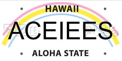 ACEIEES Hawaii License Plate