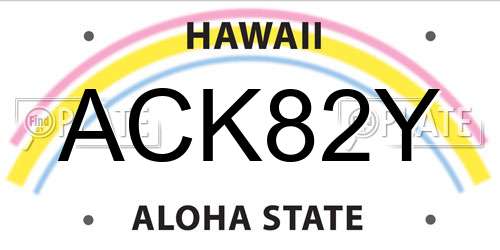 ACK82Y Hawaii License Plate