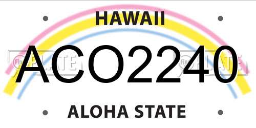 ACO2240 Hawaii License Plate
