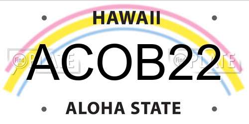 ACOB22 Hawaii License Plate
