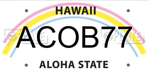 ACOB77 Hawaii License Plate